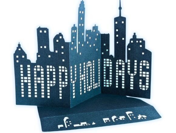 Download City Skyline Holiday Card 3D SVG - Premium Resources