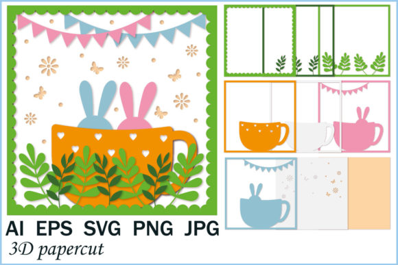 Download Easter Bunny Holiday Card Template, SVG - Premium Resources