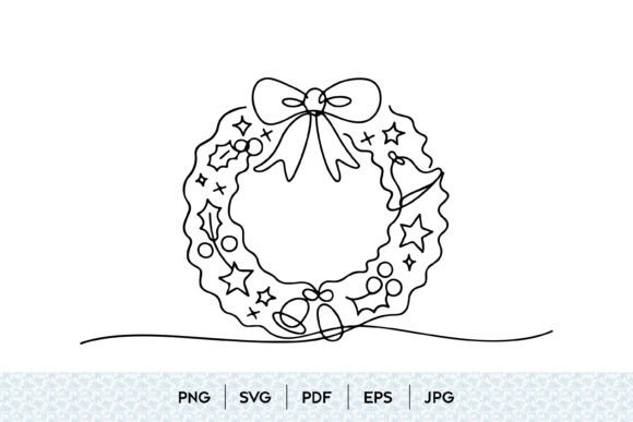 Download Christmas Wreath Line Art SVG - Premium Resources
