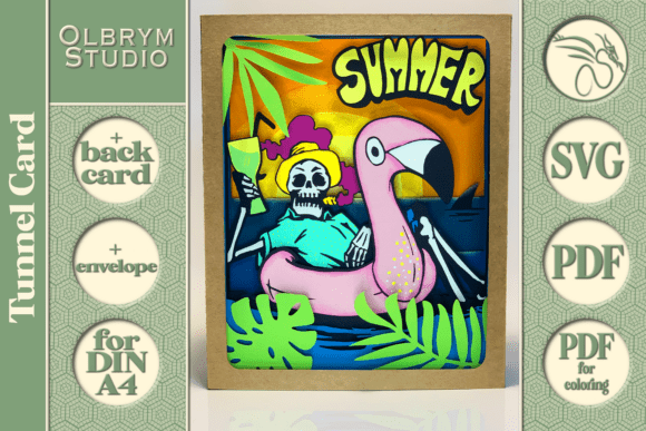 Download Skeleton Vacation 3D Tunnel Card SVG - Premium Bundle
