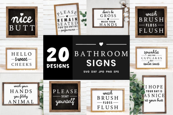 Download Farmhouse Bathroom Signs Bundle | Home Decor Signs - Home decor Collection